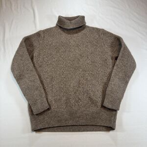 Cambridge Kids Lambswool Cable Knit Turtleneck Sweater Brown Youth Medium M